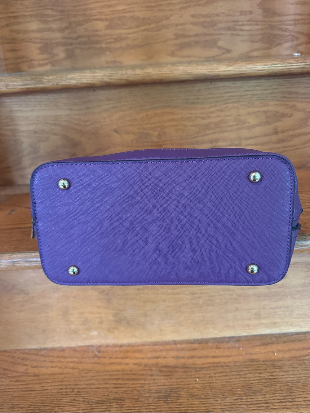 Women’s Purple Structured Dome Satchel Handbag - Picture 6 of 6